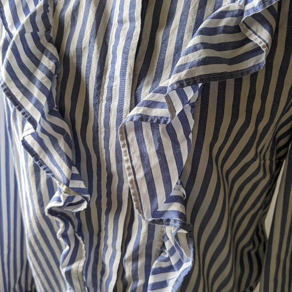 Madewell Striped Ruffle-Front Blouse Size M - Picture 4 of 8
